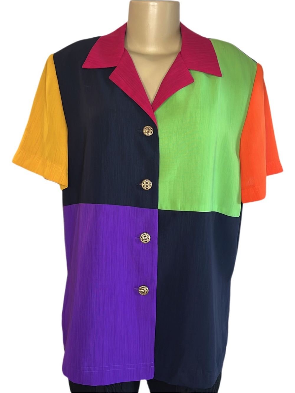 Vintage Leslie Fay Color Block Blouse
